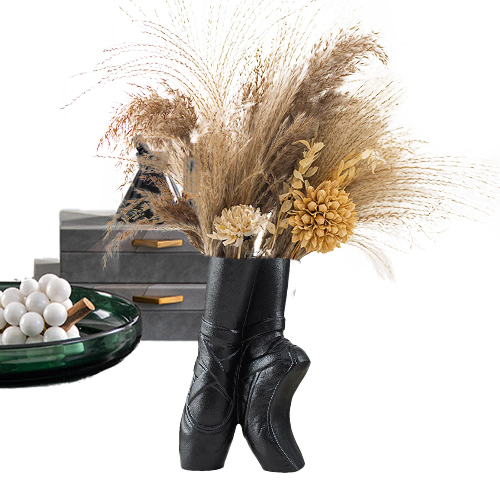Vase chaussure en céramique blanche pour bouquet séché et décoration d'intérieur moderne