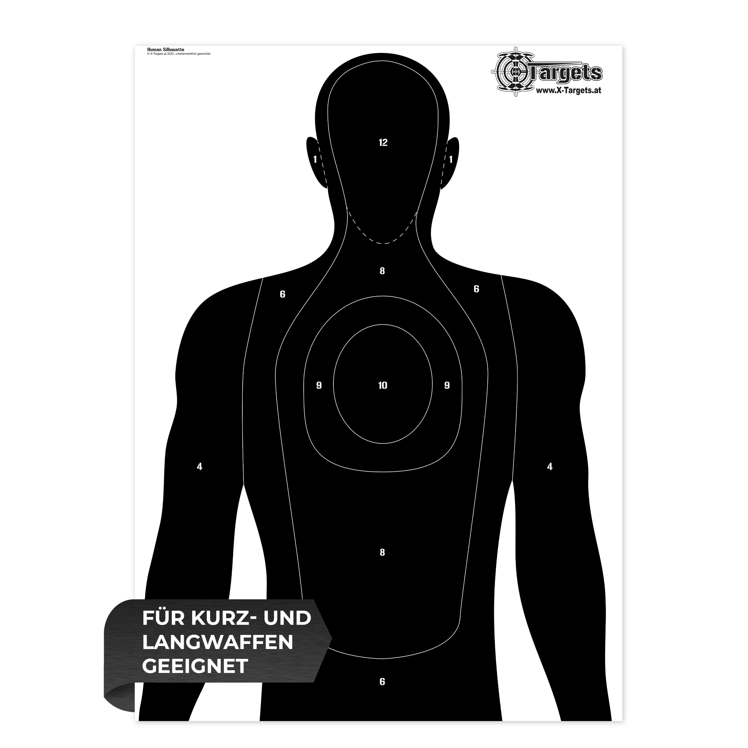 X-Targets Large Human Silhouette target, 50 cm x 70 cm, paper 120 g/m², 100 Stück