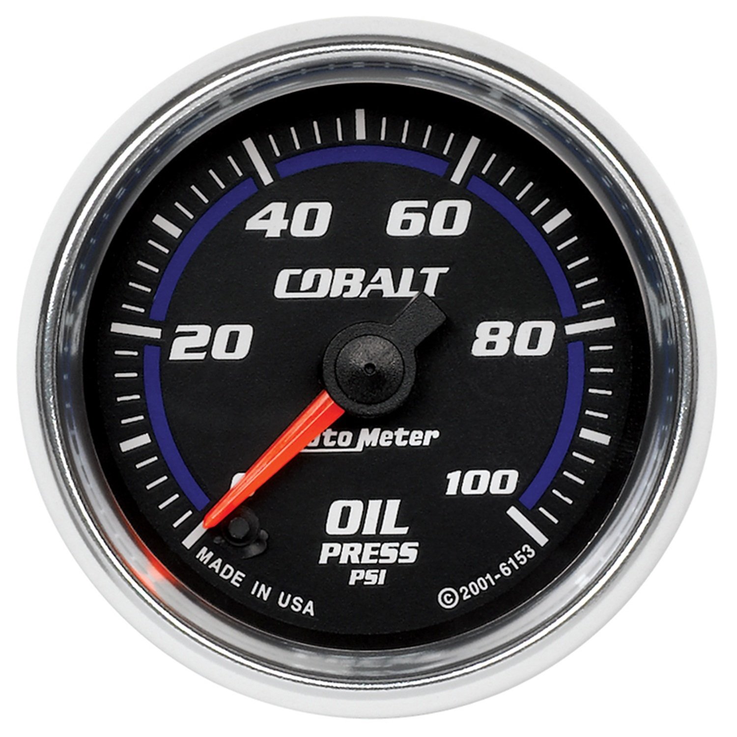 Auto Meter 6153 Cobalt 2-1/16" 0-100 PSI Full Sweep Electric Oil Pressure Gauge