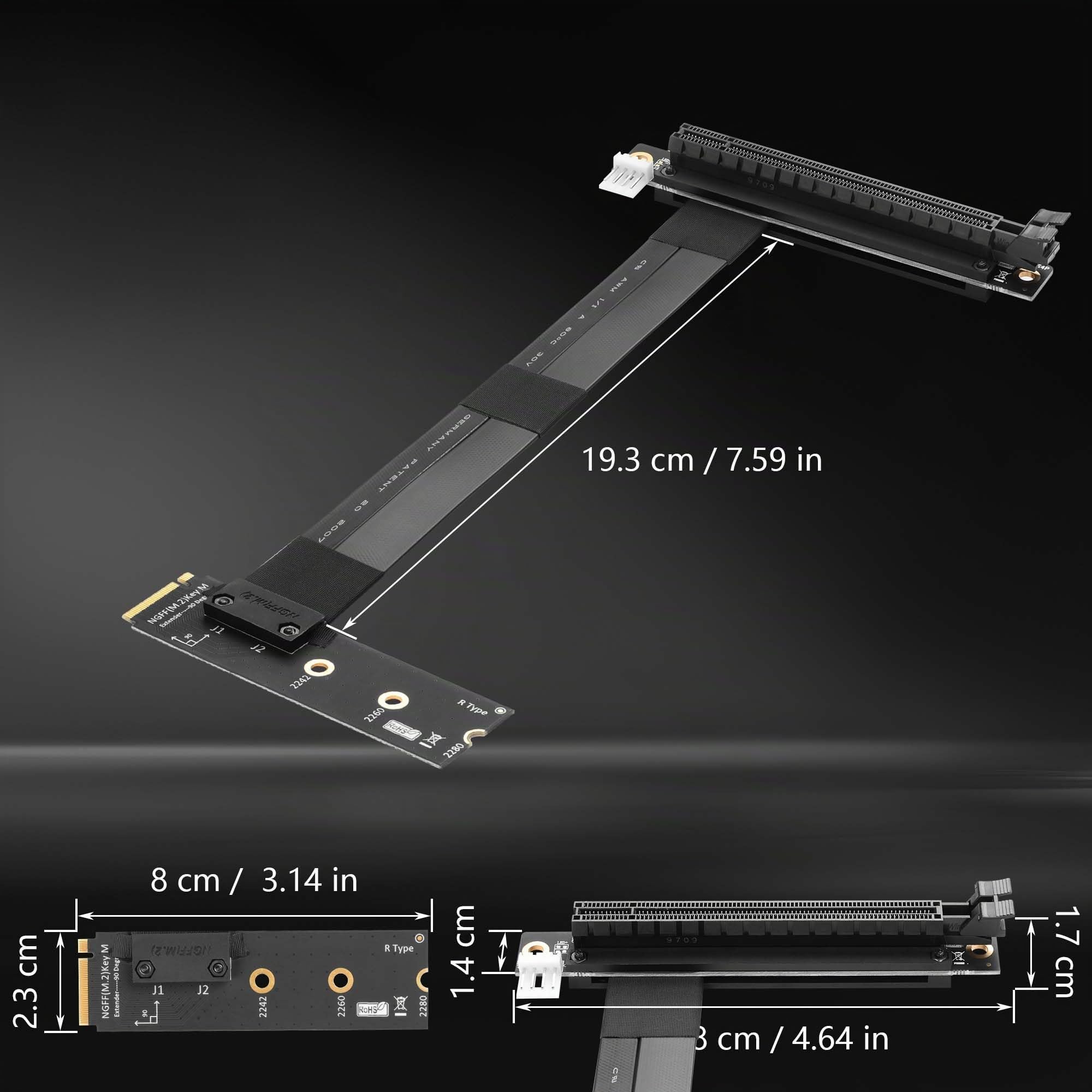CERRXIAN M.2 NGFF a PCI-e 16x scheda grafica, 90 gradi sinistra M.2 NGFF chiave a PCI-Express 16X cavo di prolunga (destra)
