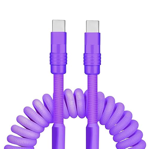 GentsStride Curly Chubby - Cable de carga de resorte trenzado en espiral, cable de carga rápida para teléfonos, tableta tipo C, cable de carga USB-C