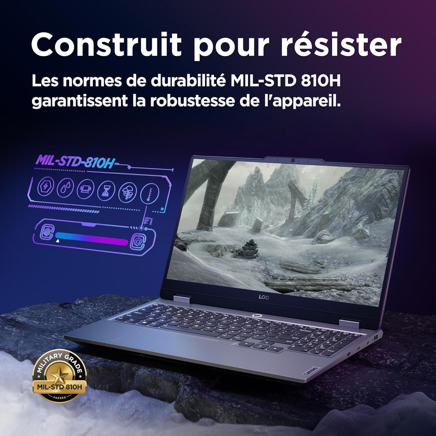 Lenovo LOQ 15IAX9 - Ordinateur Portable Gaming 15.6'' FHD 144Hz (Intel Core i5-12450HX, RAM 2x12Go, SSD 512Go, NVIDIA RTX 4060 8Go, Windows 11 Home) Clavier rétroéclairé AZERTY - Gris