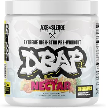 DBAP Extreme High Stim Pre-Workout Powder | 400mg Caffeine | Beta Alanine, Betaine Anhydrous, Electrolytes & Focus | High Stimulant Pre Workout Supplement | 20 Servings,Juicy Nectar