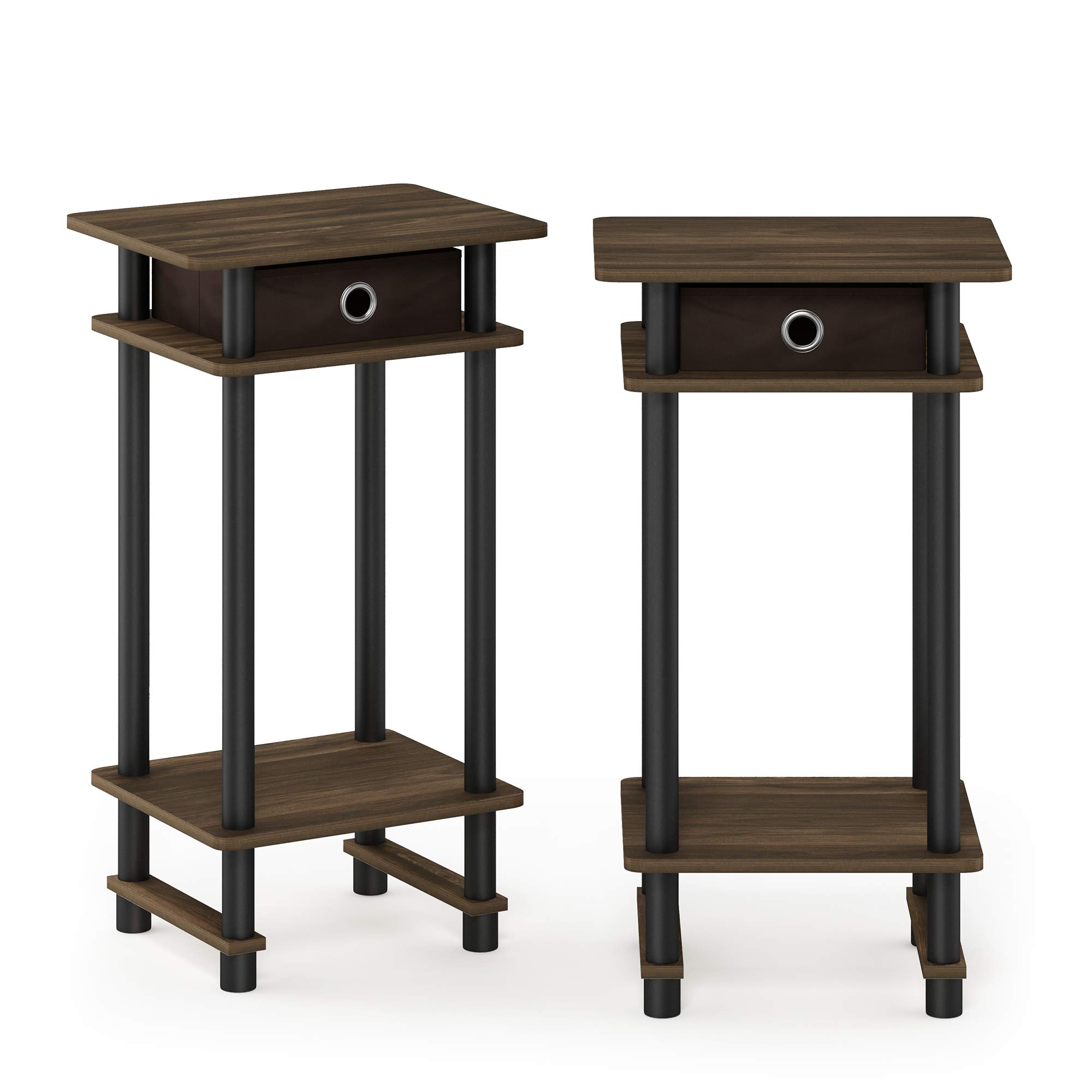 Furinno Turn-N-Tube Tall End Table, Columbia Walnut/Black/Dark Brown