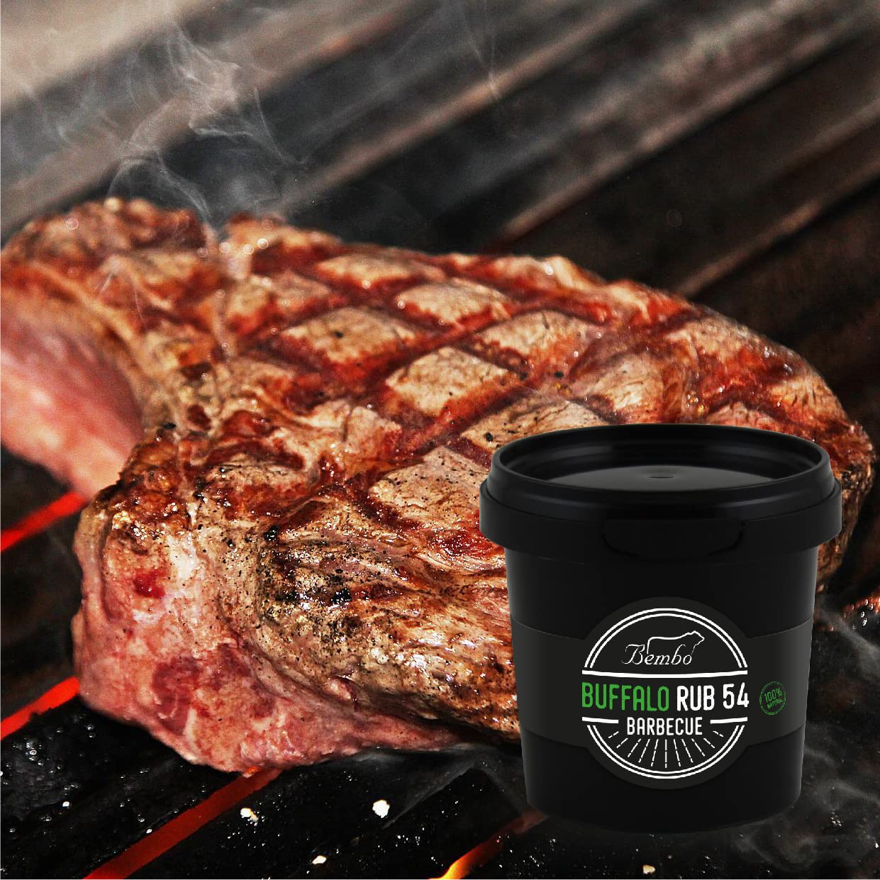 BBQ Buffalo Rub 54 Bembo - 450 g – Mix Spezie per Manzo e Grandi Tagli (Tomahawk, Costate) – Rub Barbecue per Marinatura a Secco – Ideale per Griglia e BBQ – Made in Italy