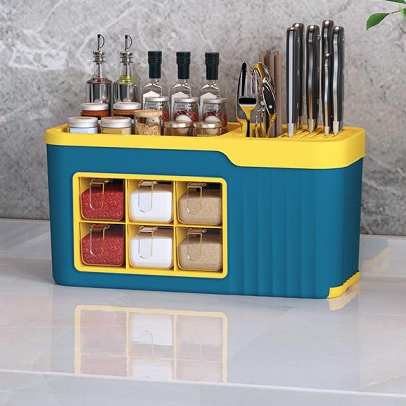 Scatola portabottiglie per condimenti, scatola portaoggetti in plastica per condimenti Portautensili da cucinas multifunzionale per uso domestico in cucinas
