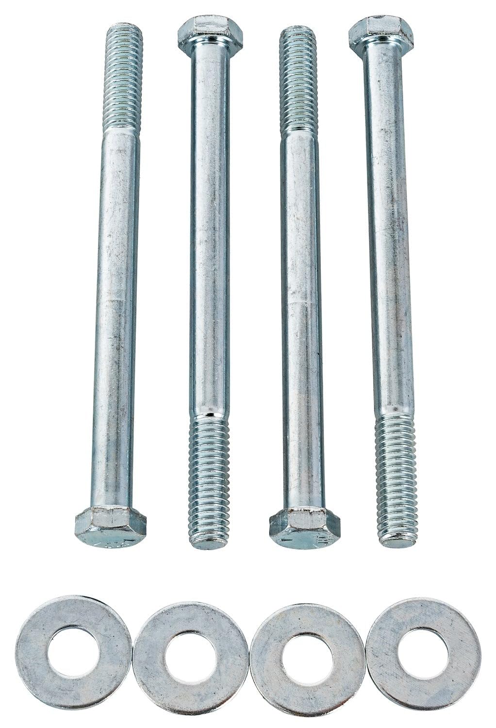 JEGS Engine Stand Bolt Kit | Securely Fastens Engine to Engine Stand | Includes Four 3/8-16 x 5-1/2 � Bolts and Four 3/8 � x 1� OD Flat Washers | Made in USA | Zinc Finish