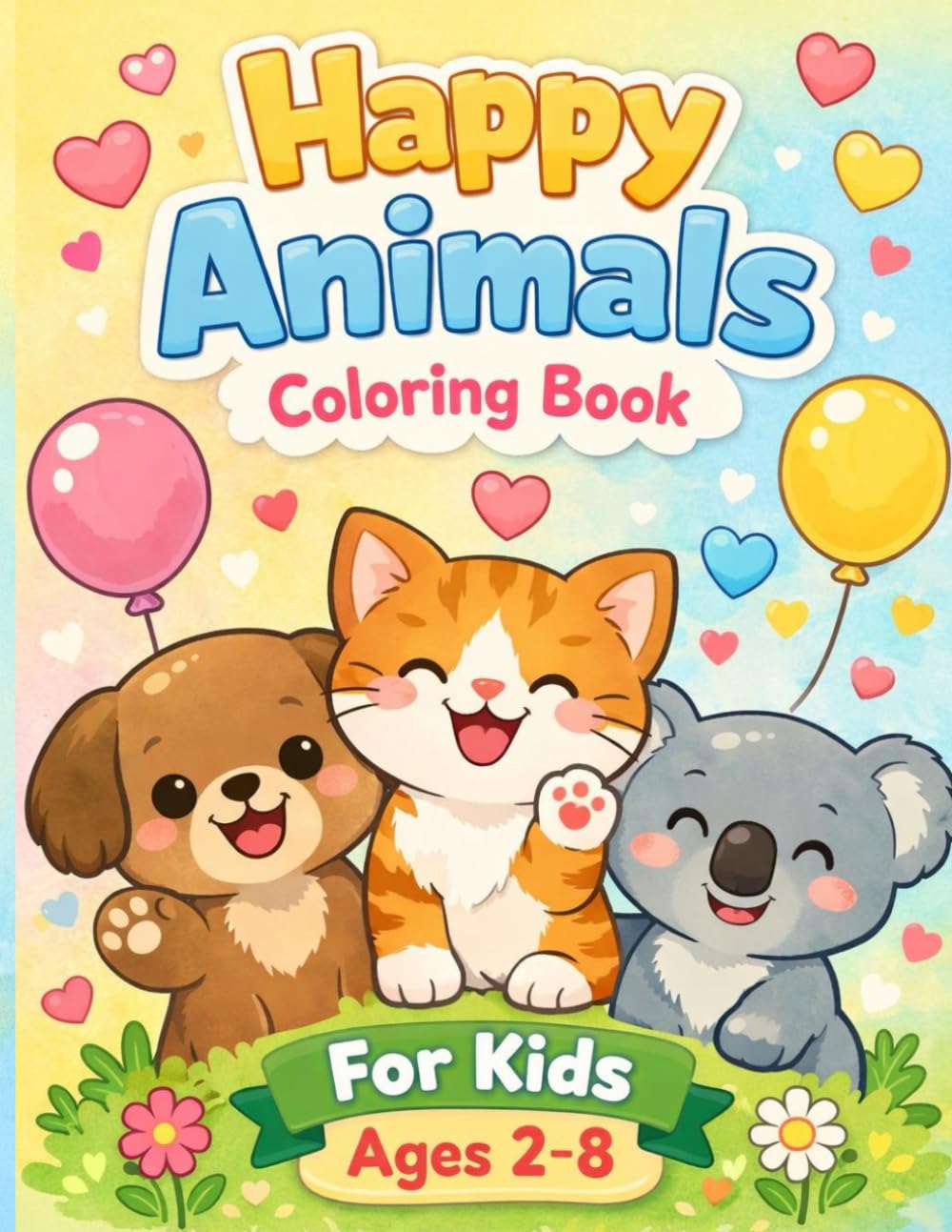 Happy Animals Coloring Book for Kids Ages 2–8 | Cute Fun Coloring Pages | Easy & Joyful Animal Coloring Book (SERIA: Cute & Calm Animals Coloring Book)