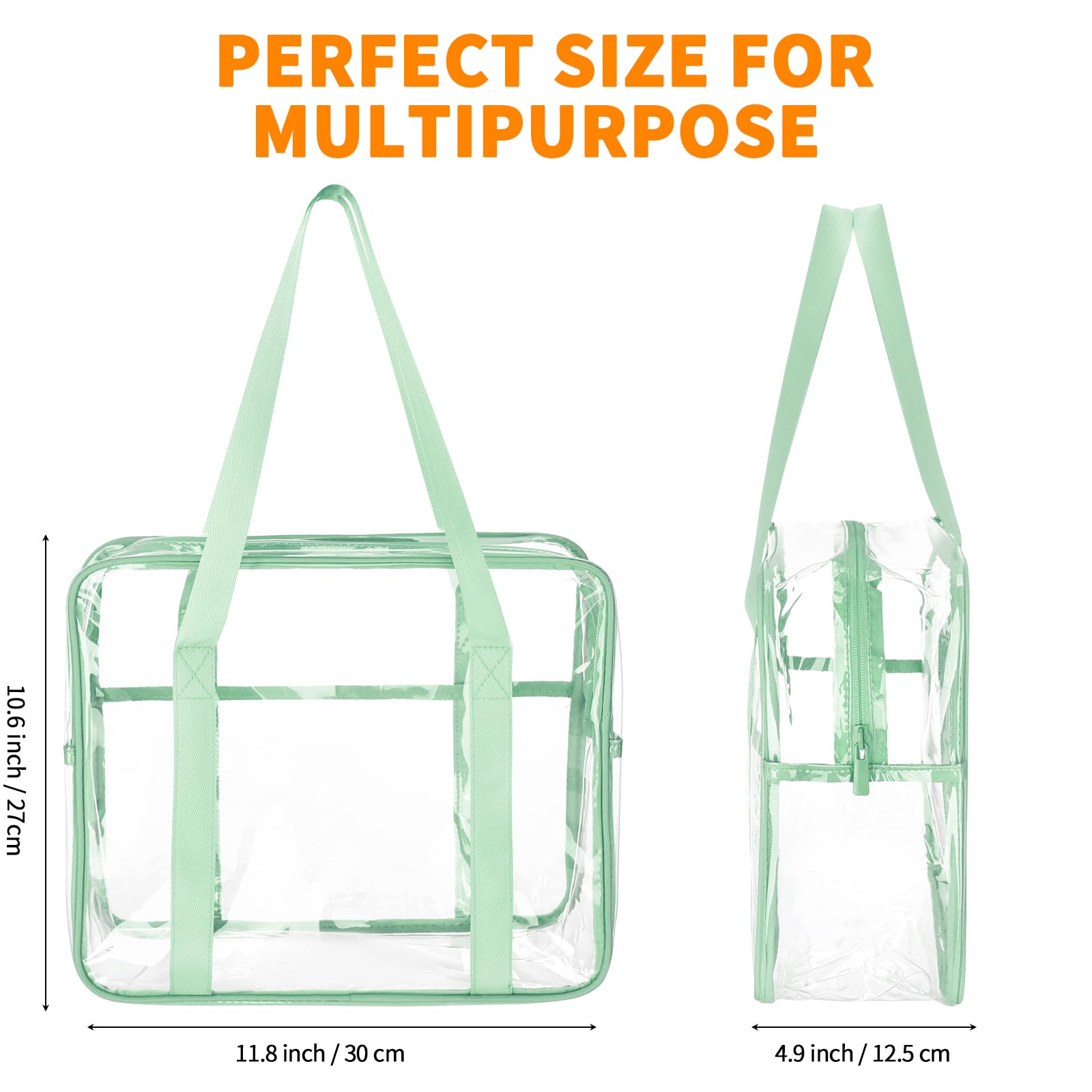 Trousse de maquillage transparente extra large en PVC transparent, étanche, vert