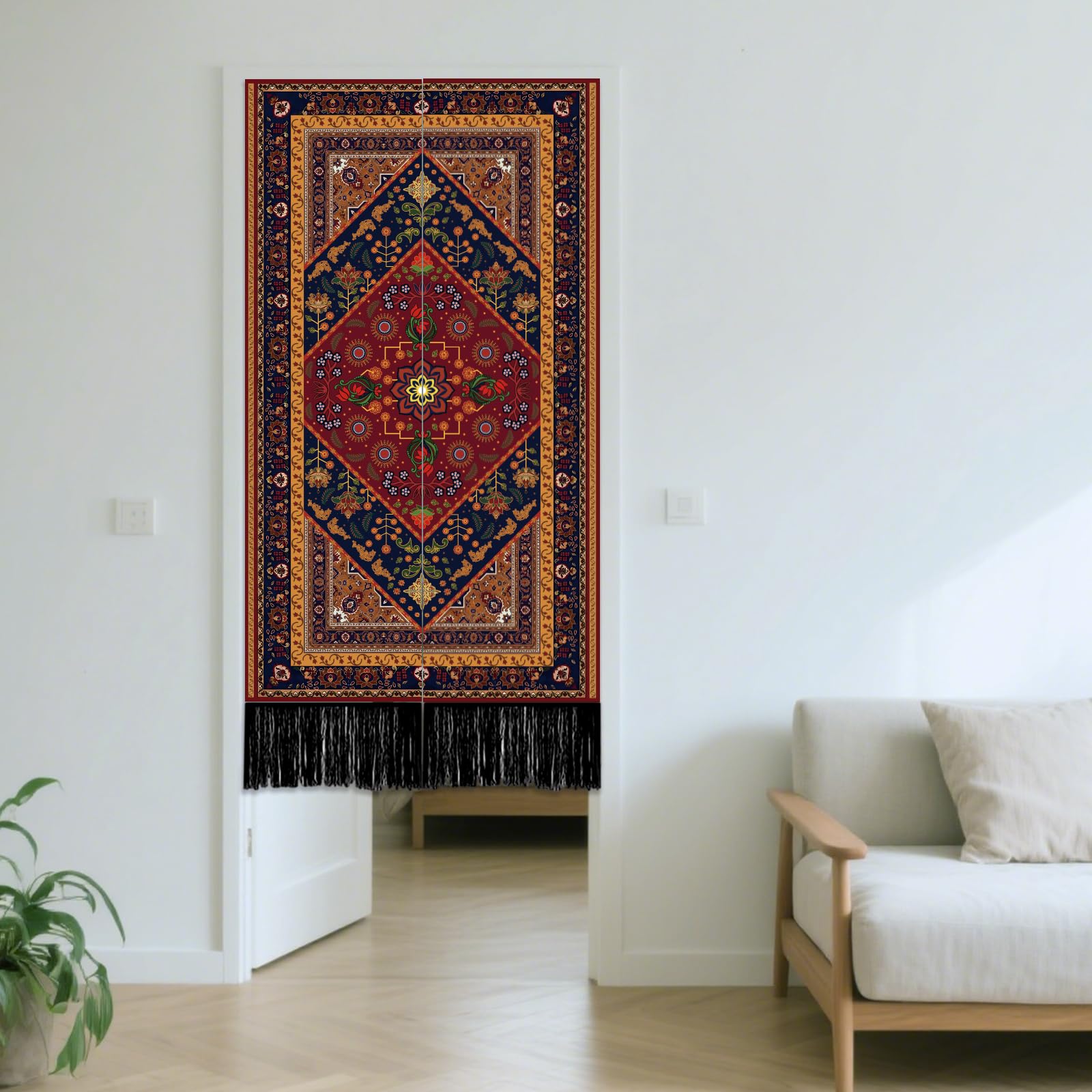 SUPERDANT Set di 2 arazzi verticali, 130 x 33 cm, stile bohémien, da appendere alla parete, stile retrò, stretti, per soggiorno, camera da letto, portico, grotta degli uomini, colorati