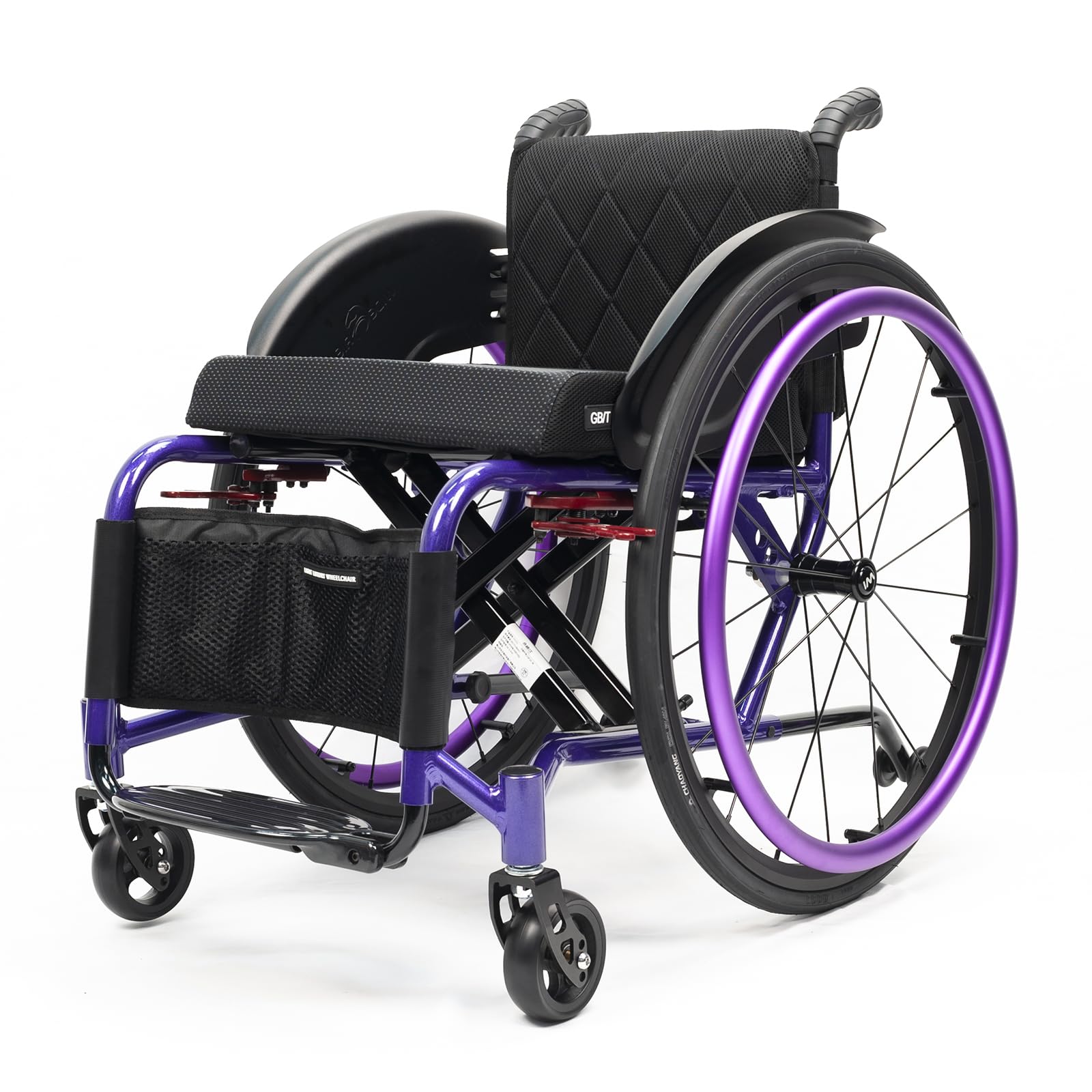 Silla de Ruedas plegable Ultra-ligera de aluminio con freno,Silla De Ruedas Deportiva, Ruedas extracción con un botón,Silla de Ruedas Autopropulsable para Adultos(Seat width 42cm/16.5in,B)