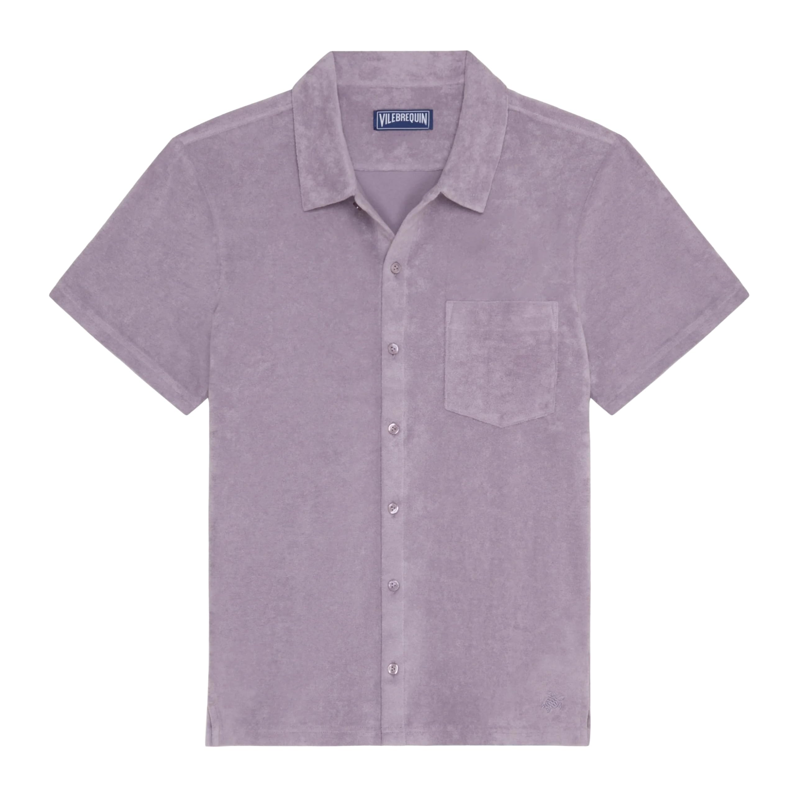 Vilebrequin, Camicia Bowling Uomo in Spugna Tinta Unita, M, Tempesta