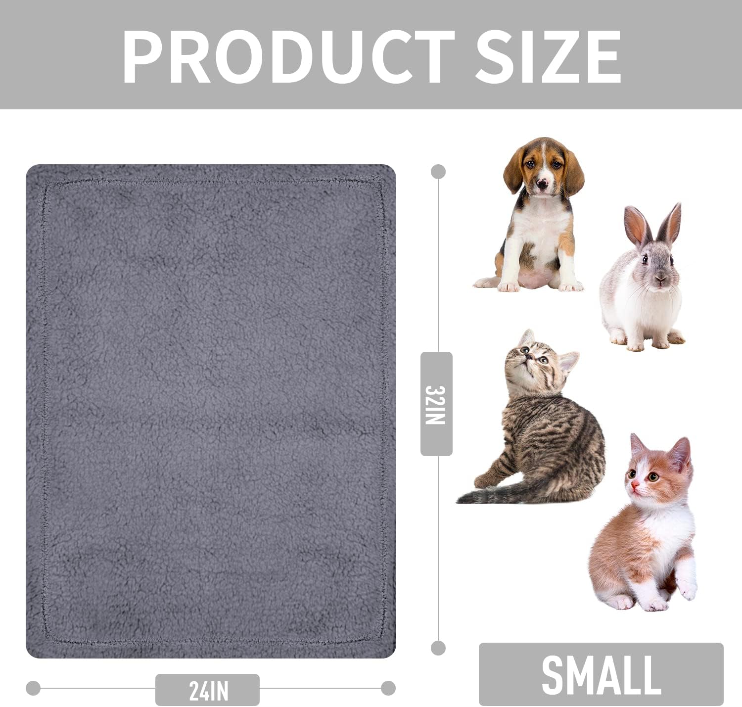 furrybaby Premium Fluffy Fleece Dog Blanket, Soft and Warm Pet Throw for Dogs & Cats (Small (24 * 32"), Grey Double-Layer Blanket)