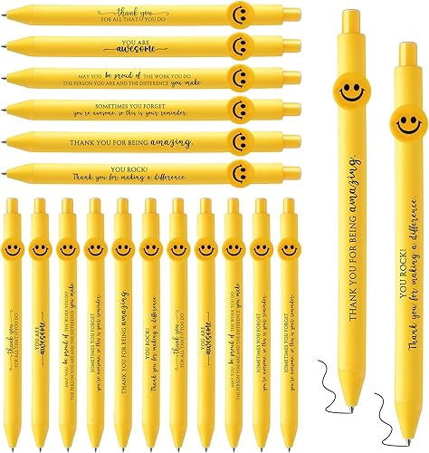 Vista 14 de Fuutreo 50 unidades de regalos de agradecimiento a los empleados, bolígrafos inspiradores, citas motivacionales, bolígrafos con cara sonriente
