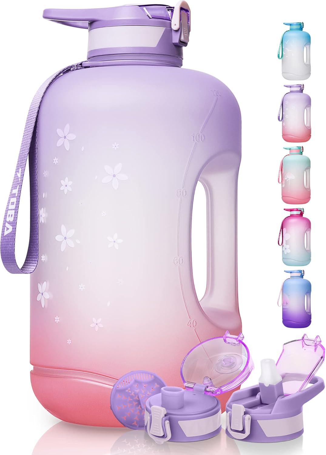 TOBA 1 Gallon Water Bottle 128 oz Motivational Water