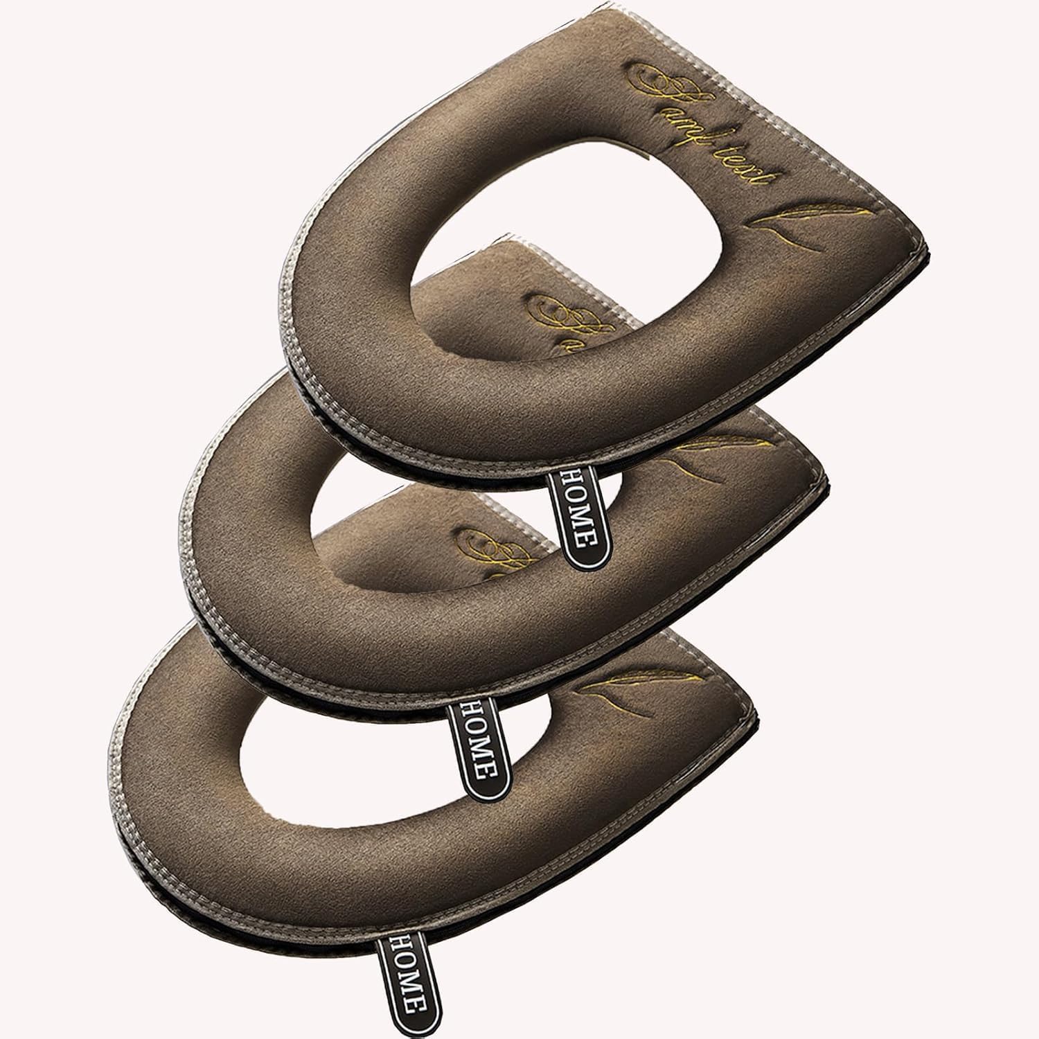 3 Pack Toilet Lid Cover Cushion with Zipper, Thicker Warmer Washable Bathroom Soft Toilet Seat Cover Pads, Stretchable Fiber Cloth Toilet Seat Covers Pads Easy Installation& Cleaning (Green)