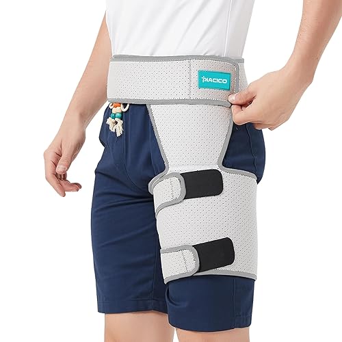 Miniatura 6 de Soporte de cadera para hombres y mujeres, dispositivos de alivio del dolor de ciática, envoltura de soporte de compresión para lesiones en el muslo