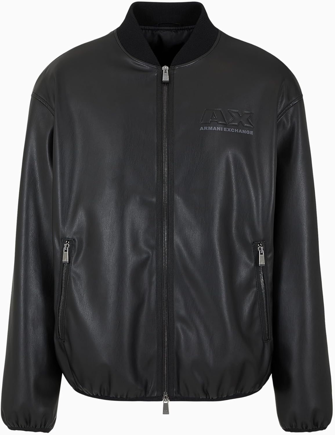 Armani Exchange mens Embossed Faux Leather Bomber Jacket - Image 5