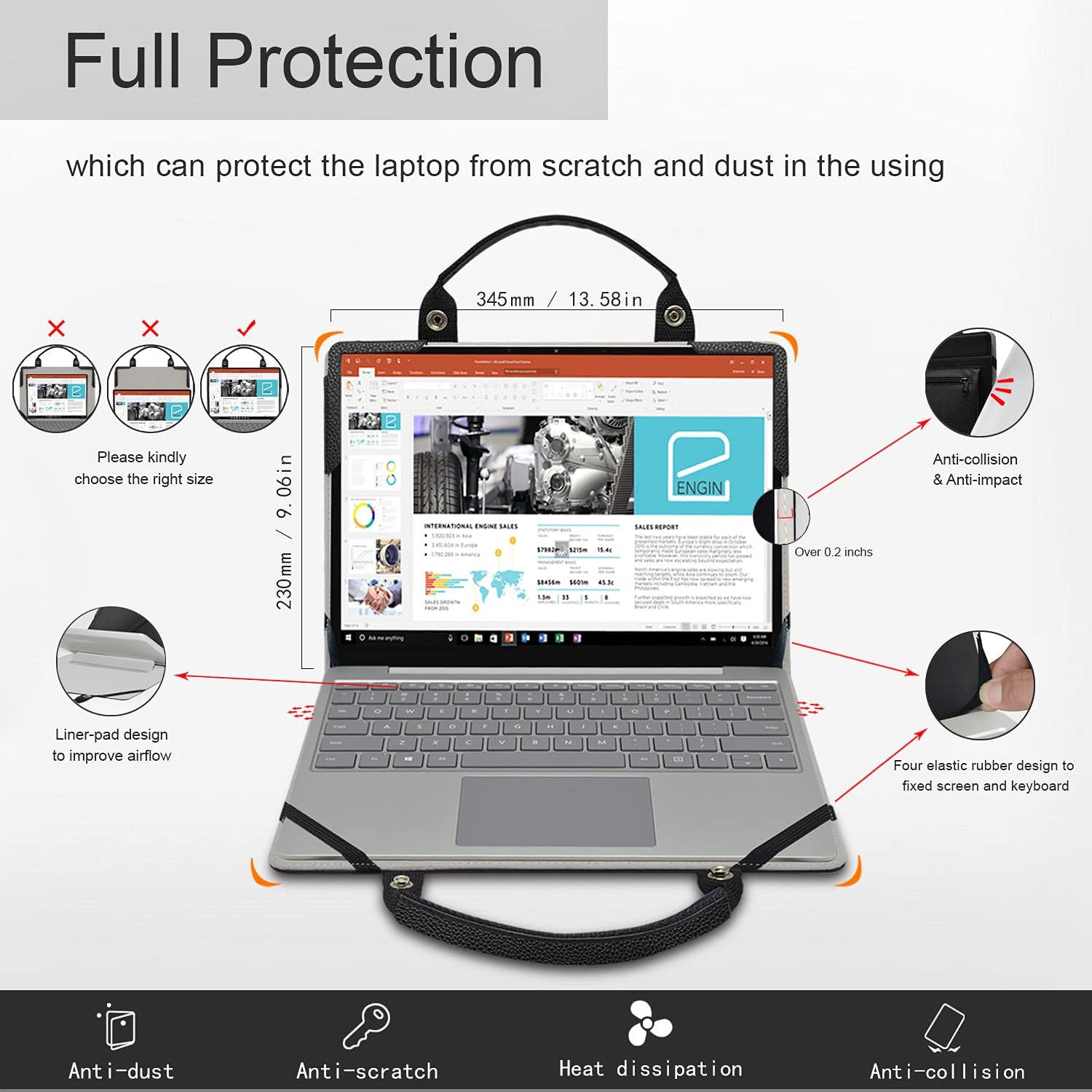 LiuShan 2 in 1 Protective Case Cover Sleeve + Portable Bag for 15.6" Dell XPS 15 9500 9510 9520/Dell Precision 5550 5560 5570 Laptop [Not fit Dell XPS 15 9570 9560 9550/XPS 15 2-in-1 9575],Black