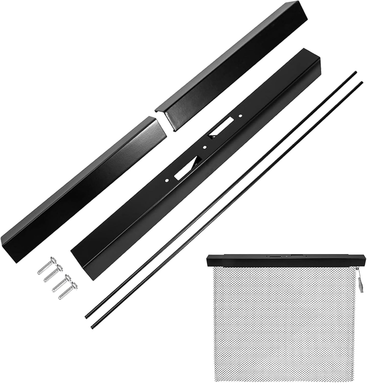 Fireplace Screen Valance - Adjustable Heavy Duty Fireplace Screen Steel Trim, Accessories for Living Room, Farmhouse, Home, Apartment, Dining Room