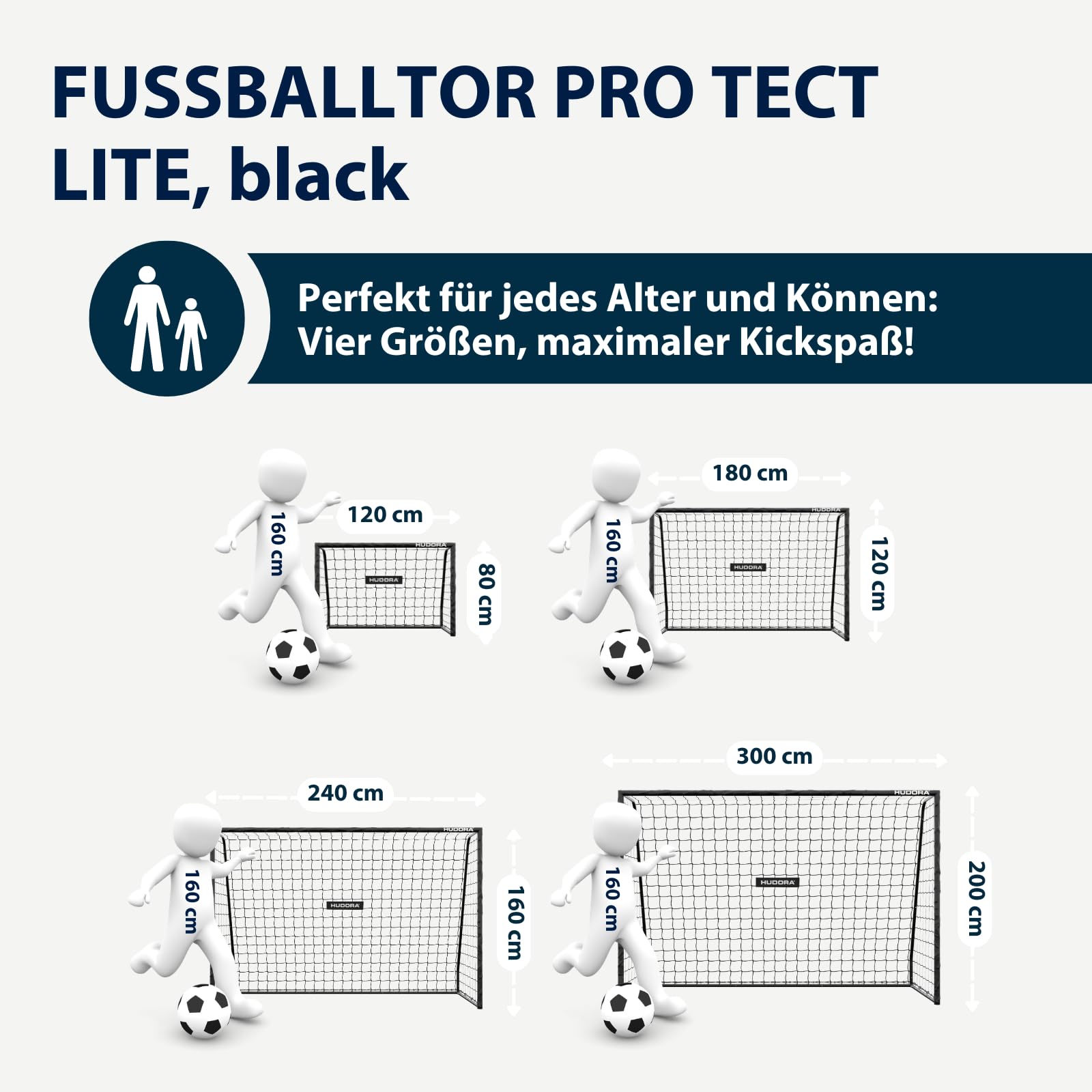 HUDORA Fußballtor Pro Tect Lite – Garten Fussballtor mit Pfosten-Polsterung für den Outdoor Einsatz – schneller Aufbau Dank Click-Verbindungen – Stabiles Tor aus Stahl für Kinder/Jugendliche