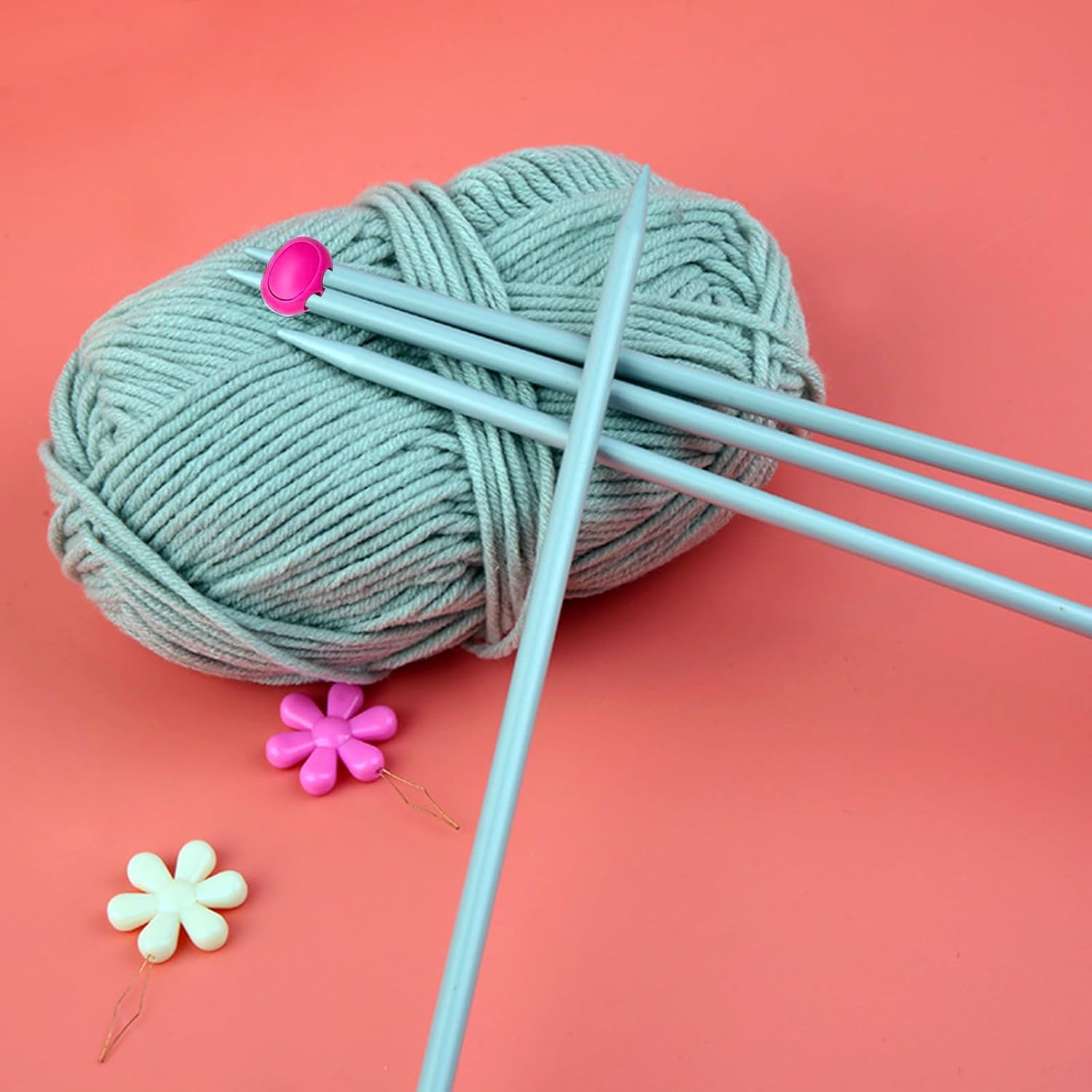 17 PCS Colorful Knitting Needle Stoppers,Double Hole Needle Point Protectors,Plastic Cord Lock,Essential Knitting Accessories in Colorful Hues,Spring Toggle Stoppers Buttons for Drawstrings Clip - Image 4