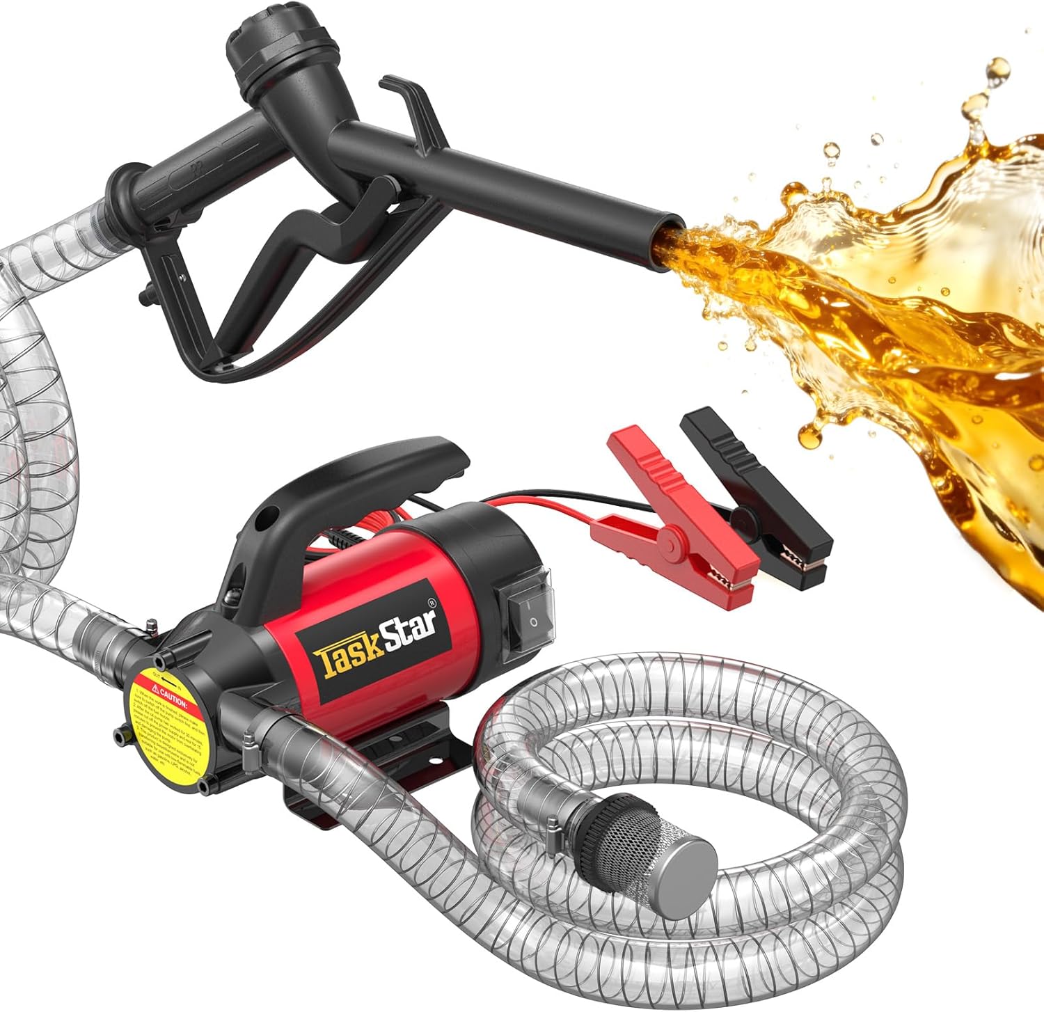 Diesel Transfer Pump Kit: 12V 13GPM Electric Fuel Transfer Pump with Fuel Nozzle & Hoses for Diesel Kerosene Transformer Oil, Protable Self-Priming Pump for Tractor Truck Boat