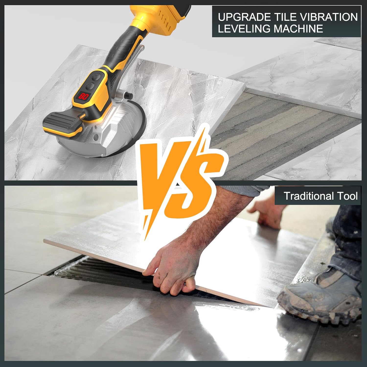 Tile Vibration Tool, Upgrade Tile Vibration Leveling Machine for DeWalt 20V Max Battery Compatible (Tool Only), 110LB Suction Cup with Lock, 8-Speed Adjustable, LCD Display for ​Floor Tile Wall