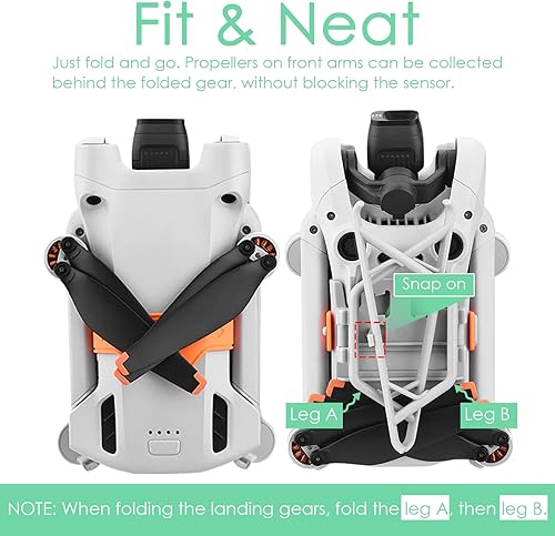 Miniatura 4 de XINANEE 2 en 1 Protectores de hélice y tren de aterrizaje para DJI Mini 3 Mini 3 Pro Drone Accesorios Extensión Patas Cuchillas Protector