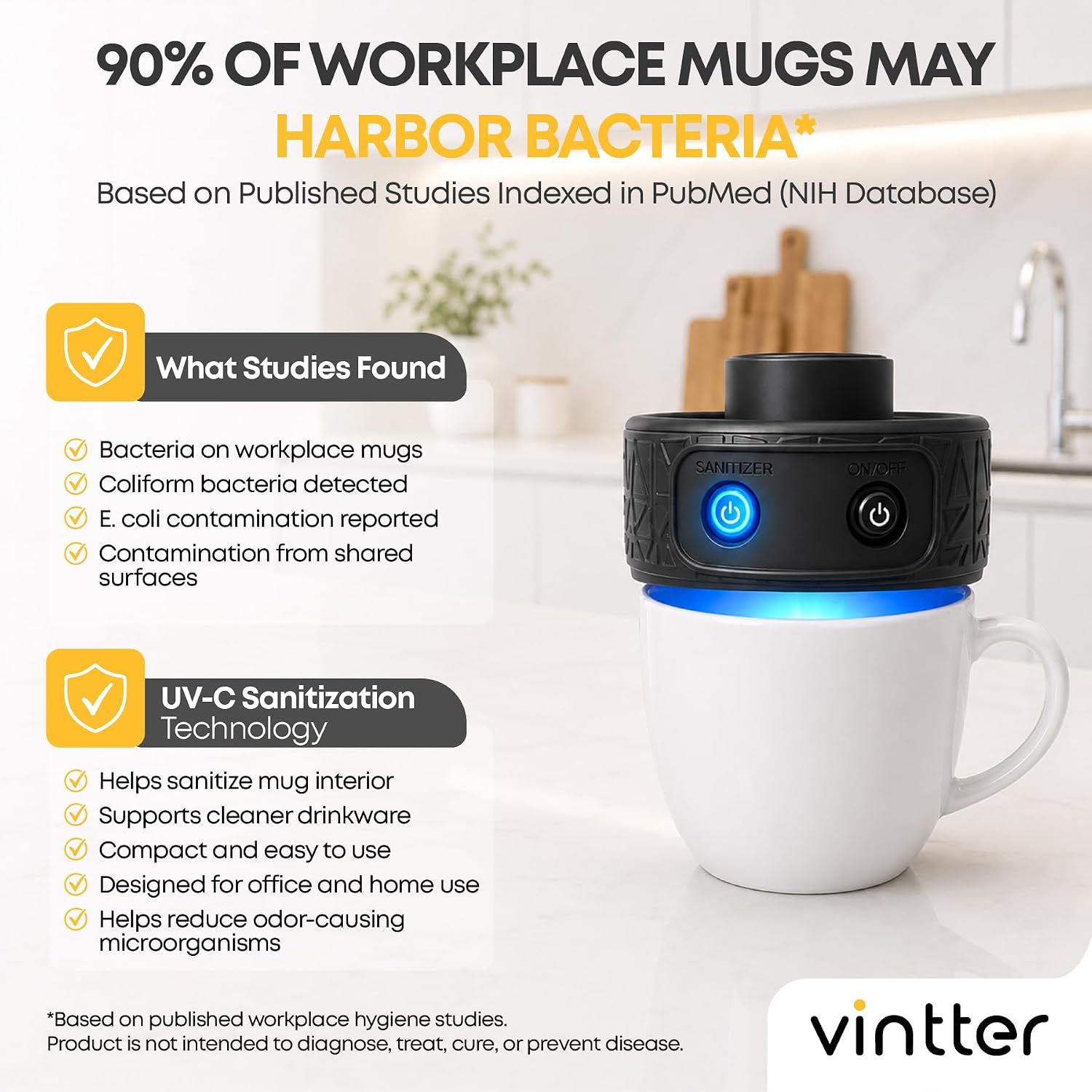 Mug Warmer for Desk, Office Coffee Warmer for Mugs & Paper Cups, Sanitizer