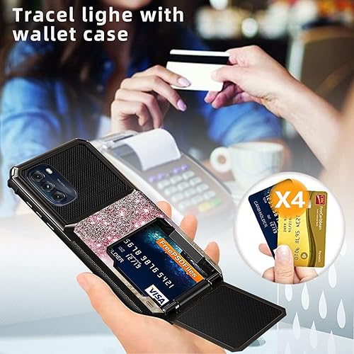 Miniatura 3 de Funda tipo cartera para Motorola Moto G 5G 2022 (6.5 pulgadas), funda para teléfono con 4 tarjetas de crédito y ranura para identificación, funda