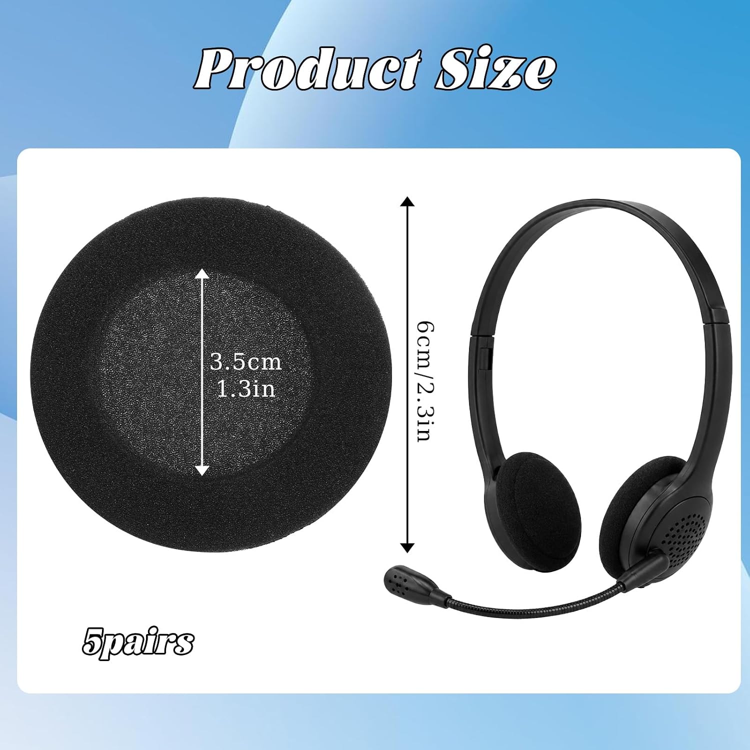 10 Pack 55mm Headphone Earpads Replacement Cushions, Black Sponge Headset Ear Cushions Soft Headphone Pads Replacement for Most Standard Size Office Telephone Headsets Daily Use Maintenance image 2