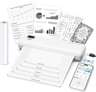 Rongta Portable Printer Wireless for Travel | Thermal Inkless Printers for 8.5"*11" US Letter, Compatible with Android iOS Smartphone, Mac Windows Laptop (White)