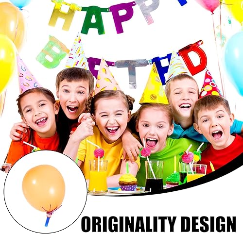 Miniatura 5 de BESTOYARD 100 globos musicales con purpurina mixta con flecos metálicos ruidos para niños, lindos silbatos para Halloween, fiesta de Navidad (color