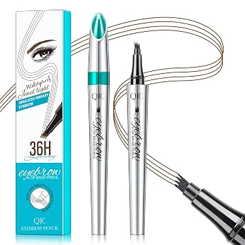 Eyebrow Pencil with 4 Tip Microblade for Natural Eyebrow Makeup Eyebrow Microblading Pen Waterproof &Smudge-Proof 1# Light Brown