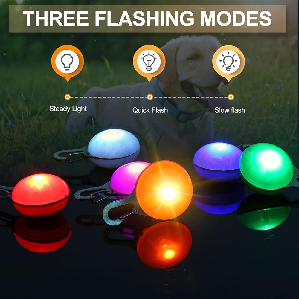 2 Pieces Glow Dog Collar Light 3 Modes Silicone LED Dog Cat Lights Clip-on For Night Dark