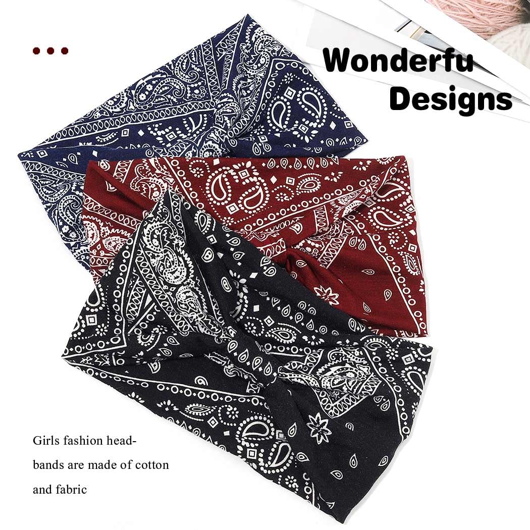 Boho szerokie opaski na głowę czarny nadruk chusty na głowę turban joga opaski przeciwpotne do włosów elastyczne kwiatowe rozciągliwe owijki na głowę tkanina opaski do włosów dla kobiet i