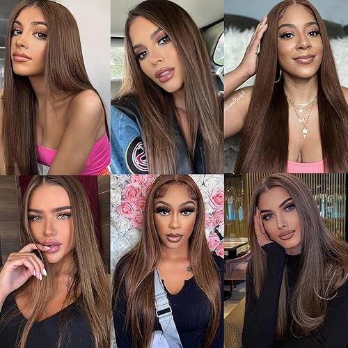 Miniatura 7 de Lezaxiu - Peluca de encaje frontal de pelo sintético largo y lacio, para mujeres negras, fibra de pelo resistente al calor, sin pegamento, densidad