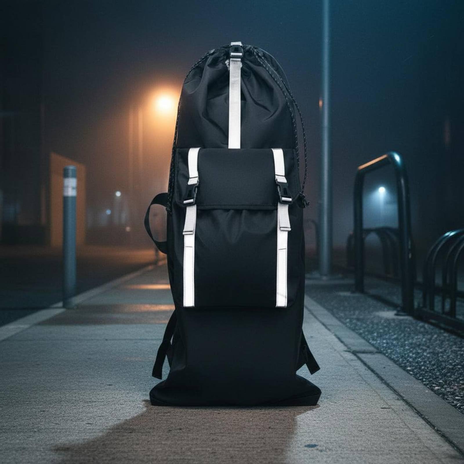 Skateboard Tragetasche Skateboard Tasche Longboard Beutel Rucksack mit Reflektierenden Streifen aus Oxfordgewebe Wasserabweisend mit Außentasche Und