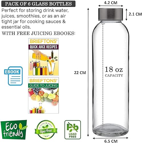 Miniatura 3 de Brieftons Botellas de agua de vidrio (paquete de 6) y recipientes de vidrio de borosilicato (paquete de 5)