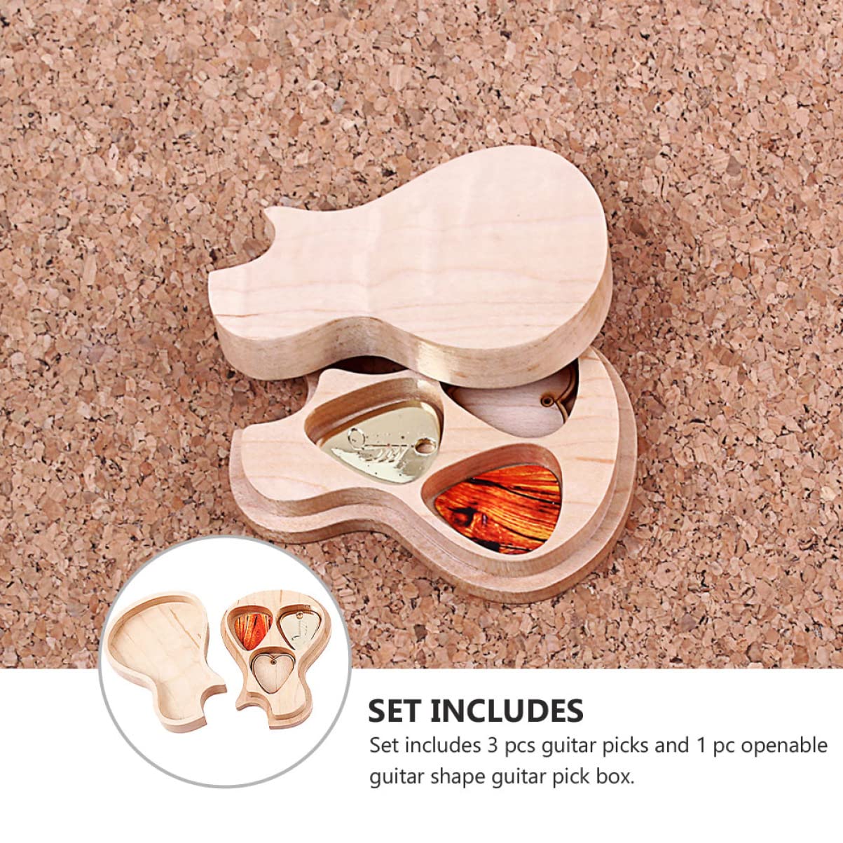 ifundom Estuche Elegante para Púas De Guitarra 3 Juegos Madera De Arce Almacenamiento De Púas Kit De Piezas De Guitarra