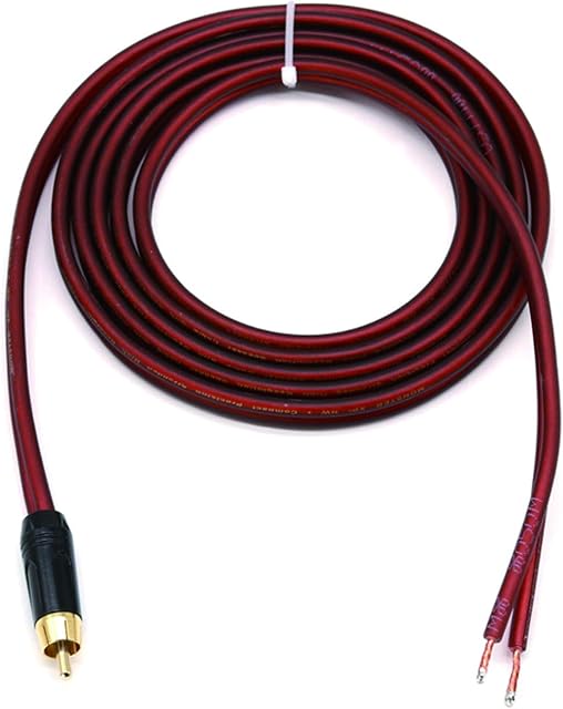 MEIRIYFA Speaker Cable to RCA Plug, Bare Wire Speaker Wire to RCA Plug, Replace RCA Plug Connector Adapter to Bare Wire Open Audio Video RCA Cable Repair Speaker Cord (RCA Male)