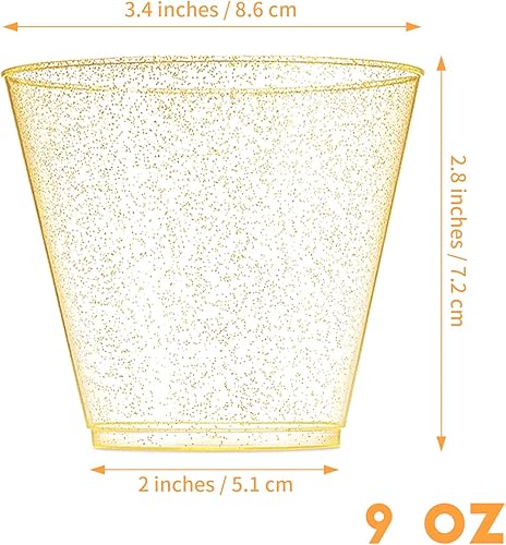 Miniatura 2 de HKACSTHI 25 vasos de plástico desechables de 9 onzas, copas de vino con purpurina, vasos de plástico transparente, vasos de postre, vasos para beber