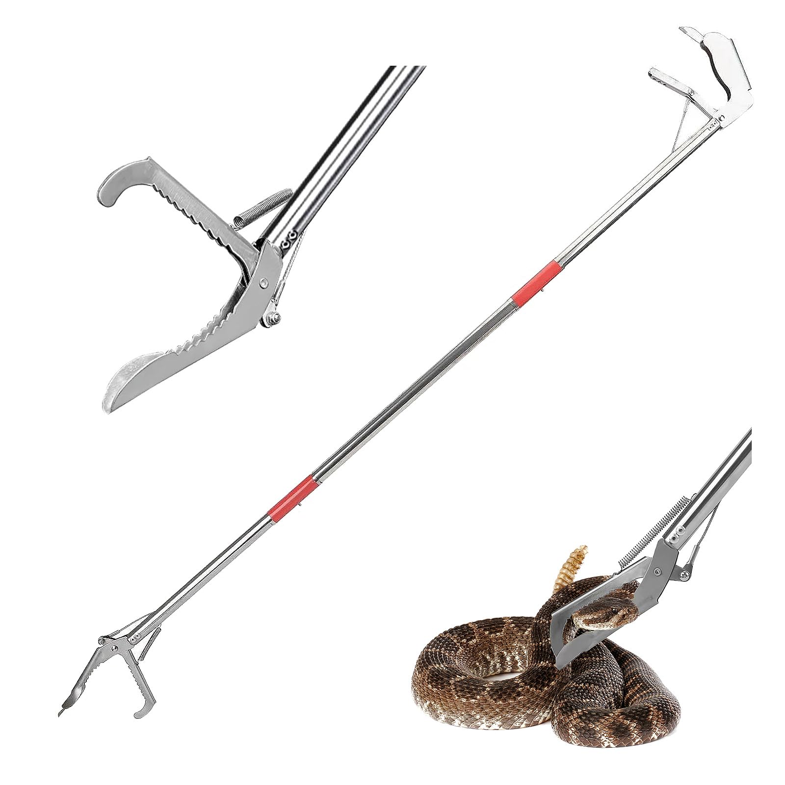 50 inch Snake Grabber Tool,Snake Tongs,Snake Stick and Grabbers for Seniors,17 inches When Folded Grabber Tool,Snake Trap for All Kinds of Serpent,Snake Grabber Tool Weighs Only 1.2 lbs.