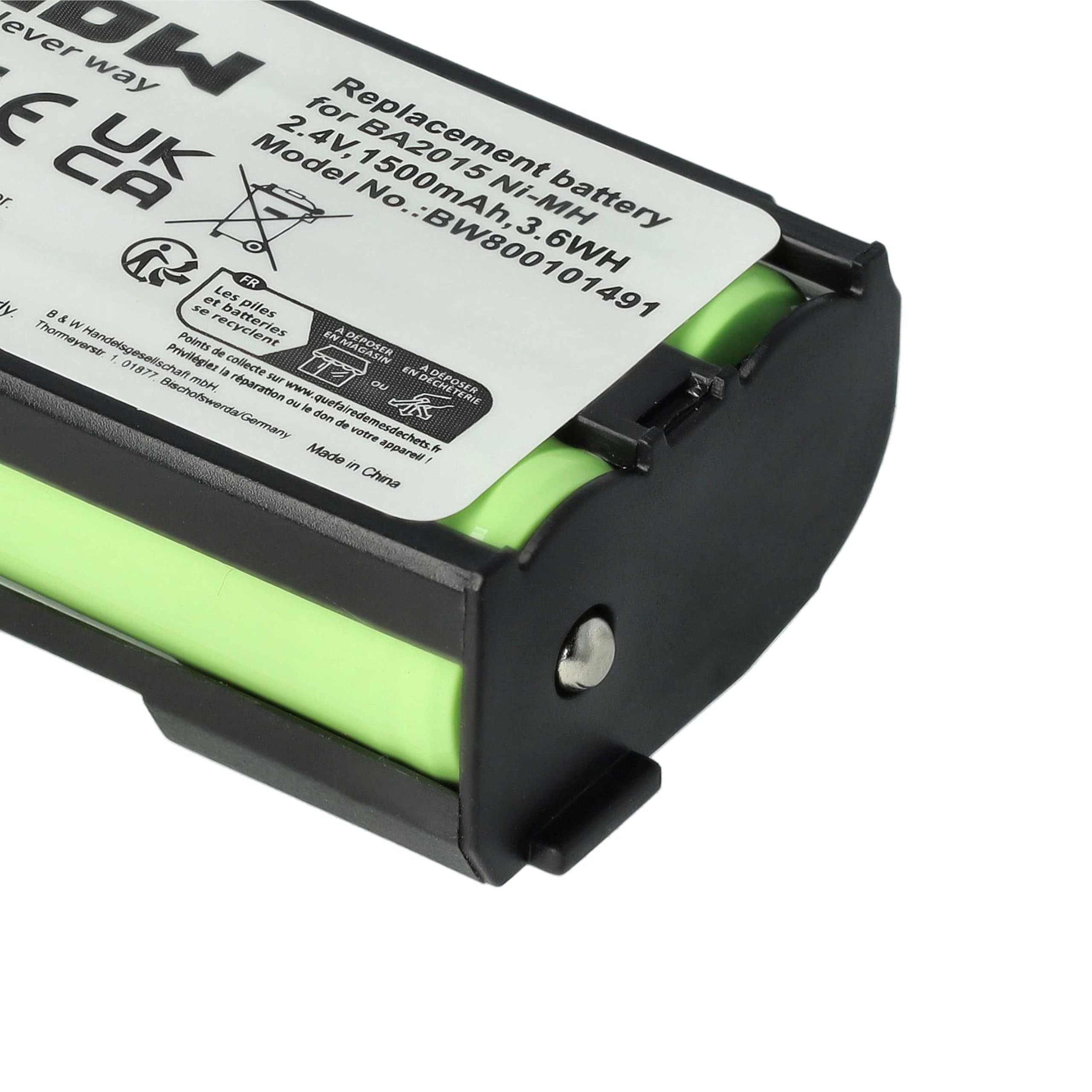 vhbw Batterie Remplacement pour Sennheiser BA2015 BA-2015 Micro 1500mAh 2,4V NiMH
