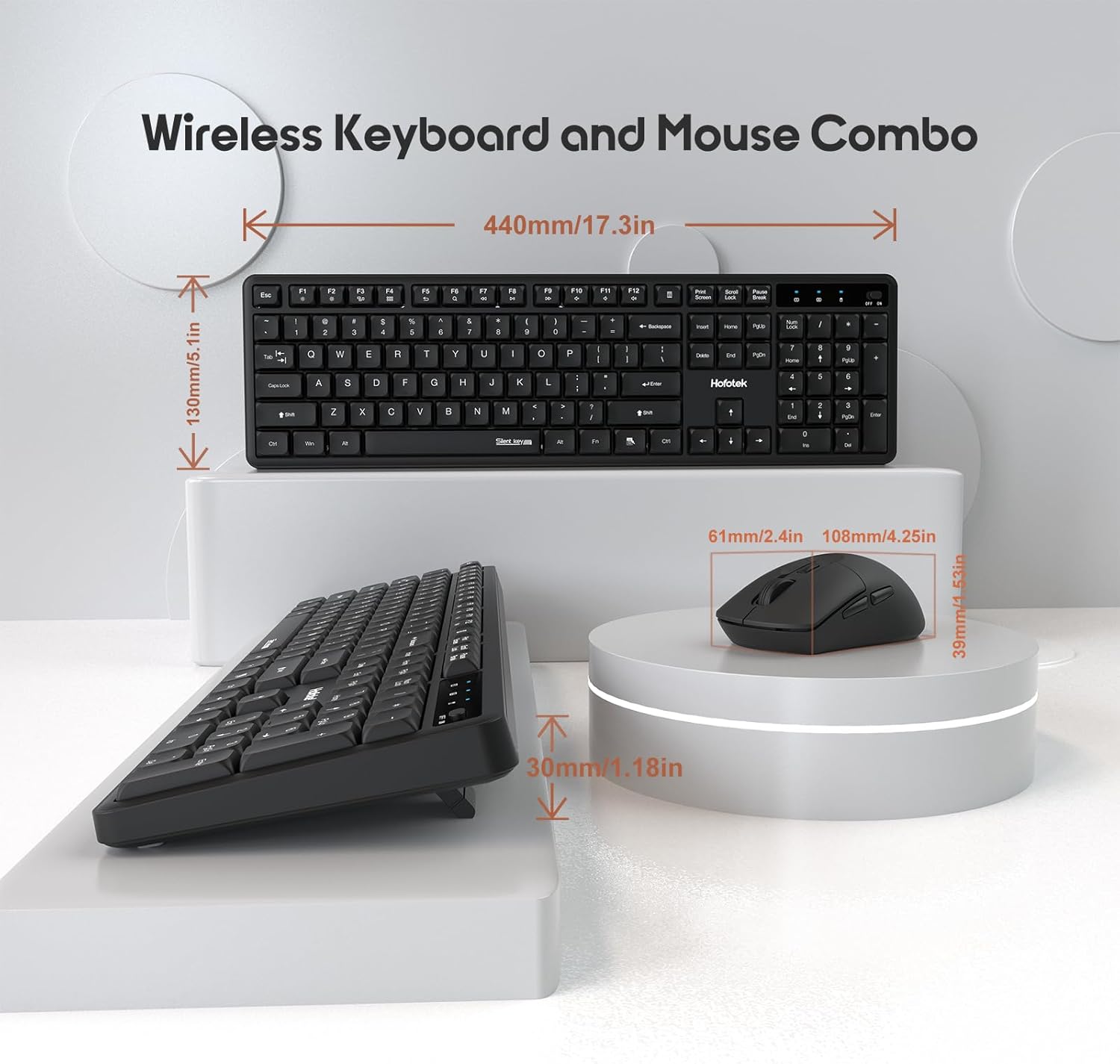Silent Wireless Keyboard and Mouse Combo, 90% Less Noise, Full Size Numpad, Ultra Slim, Quiet & Soft Touch, Cordless Adjustable DPI Click Mice for Computer Laptop PC Office Desk Accessories - Image 3