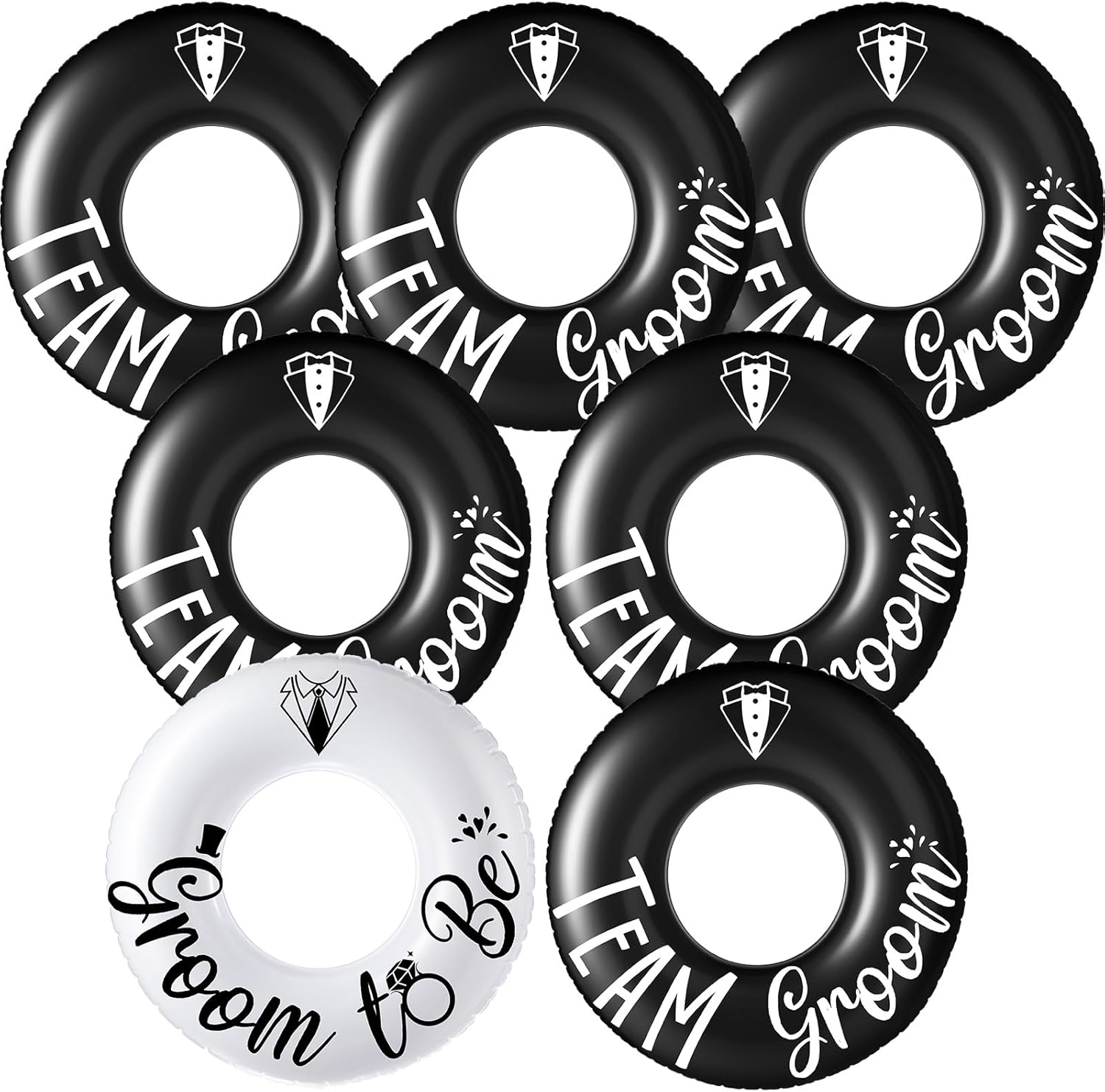7 Pcs Groom Pool Float Funny Bachelor Party Decorations Inflatable Pool Tubes for Adults 47.24 Inch Team Groom Pool Floaties Party Favors for Bachelor Groom Shower Party