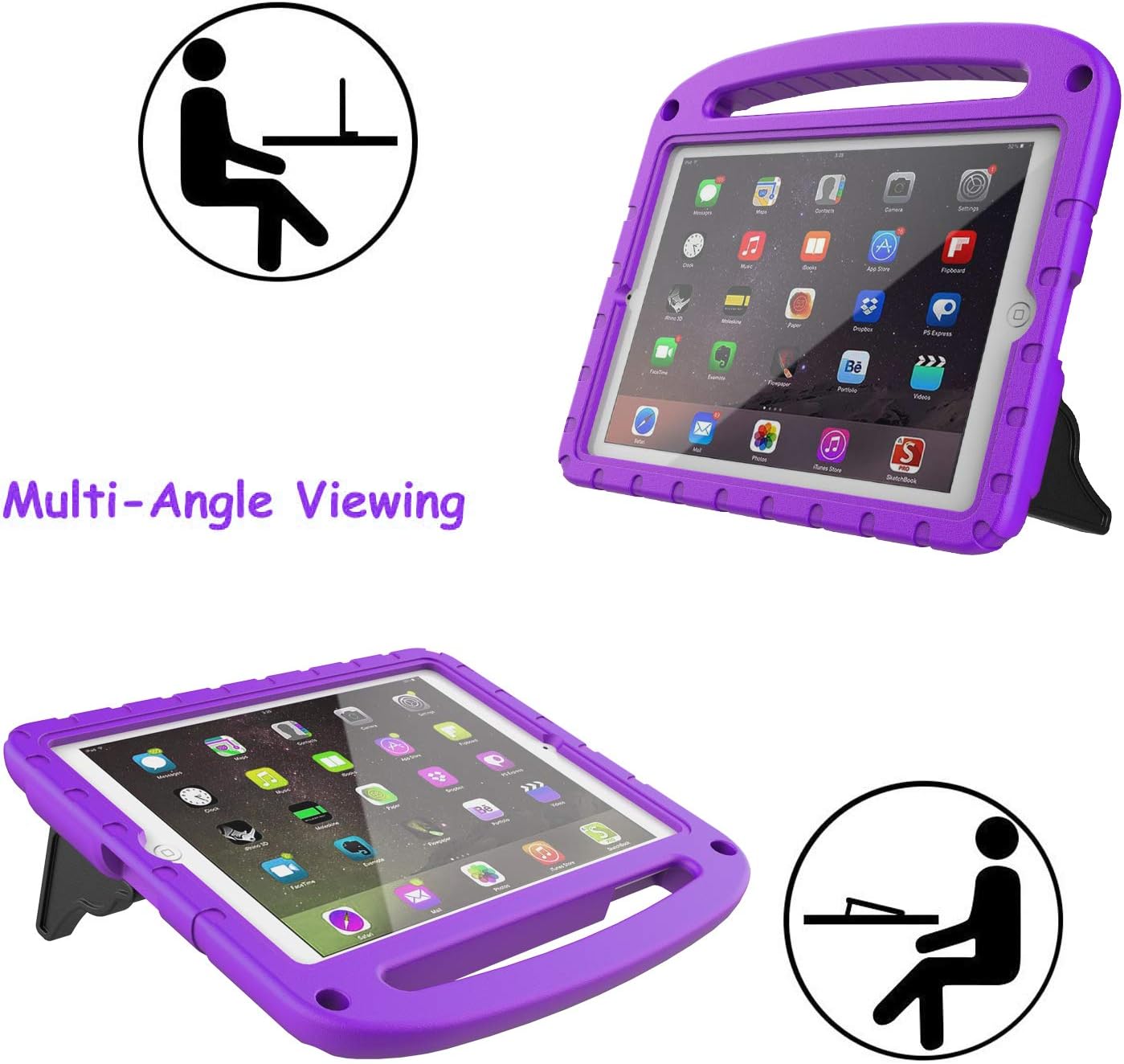 iPad 2 3 4 Case for Kids, LTROP Kids Case for iPad 4/3/2 (Old Model - 9.7") - Light Weight Shock Proof Convertible Handle Stand Bumper Case Cover for iPad 2, iPad 3rd Generation, iPad 4th Gen (Purple)