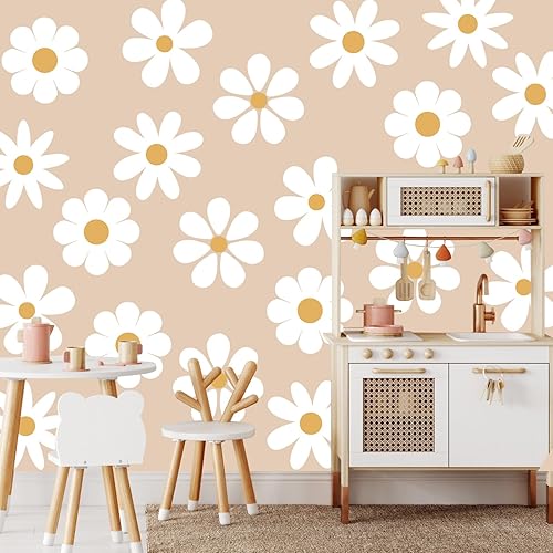 Miniatura 17 de TaoBary 12 Hojas Calcomanía de Pared de Margaritas Pegatina de Pared de Flores Bonita Pegatina de Margaritas Rosa Blanca Calcomanía de Flores