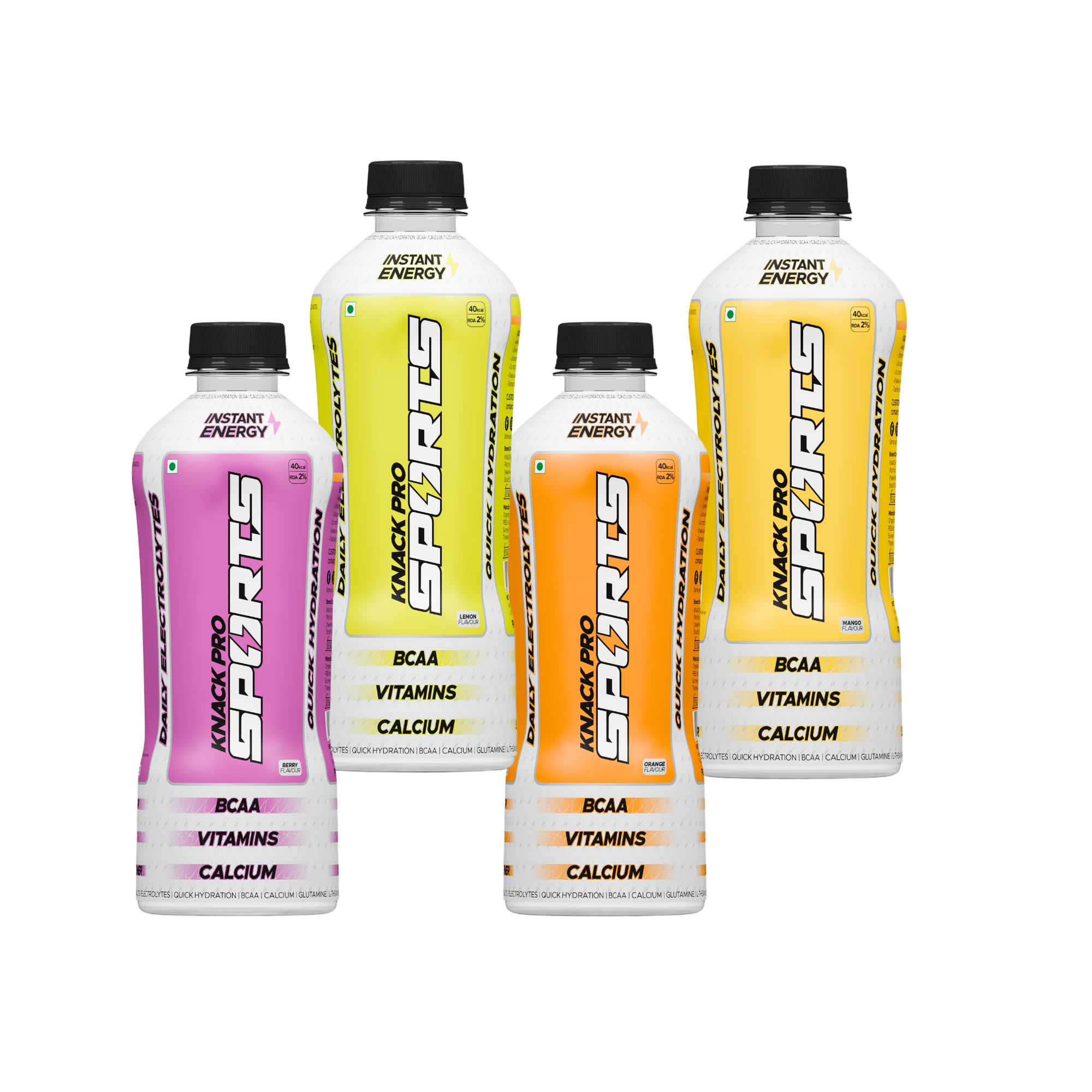 Knack Pro Sports Hydration Drink Pack of 8 (Berry, Orange, Mango, Lemon) | Essential Salts for Quick Recovery